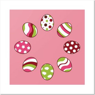 Eggs | Pink Green | Stripes | Dots | Clouds | Soft Pink Posters and Art